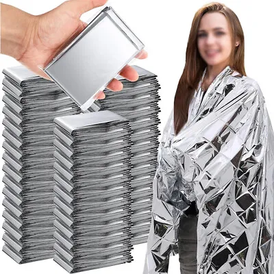 Lots Emergency Mylar Thermal Blankets Space Blanket Survival Camping Blanket USA • $9.67