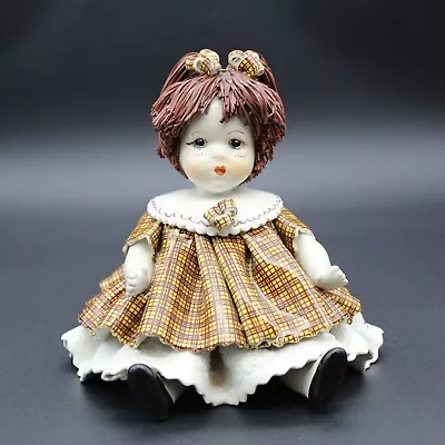 Signed LINO ZAMPIVA Ceramic Spaghetti Hair Doll Figurine Plaid Vintage Italy 6  • $75