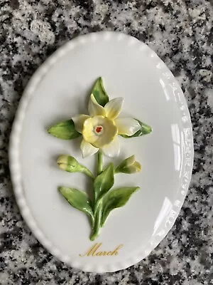 Coalport Bone China Plaque March Daffodil Flower Of The Month • £4.95