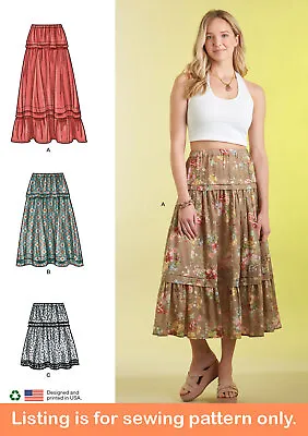 SEWING PATTERN Women Clothes Clothing Maxi Midi Skirt Boho Long Short Tiers 9750 • $9.49