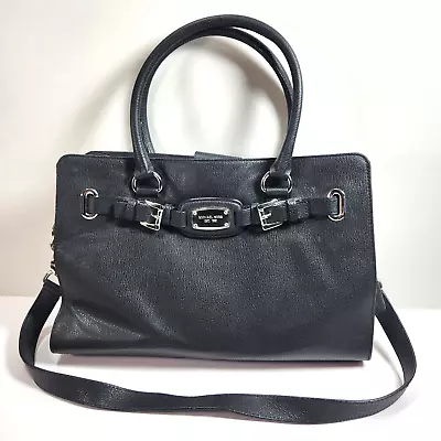 Michael Kors Hamilton East West Lg Tote Shoulder Bag Black Leather Silver Chain • $47