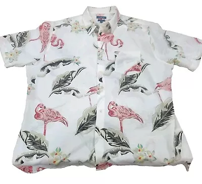 Croft & Barrow Mens Large Flamingo Design Easy Care Casual Short Sleeve Shirt • $13.99