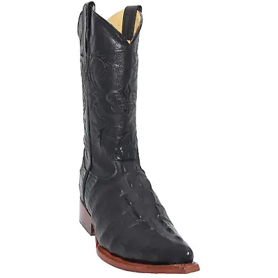 Mens Leather Crocodile Alligator Print Snip Toe Western Cowboy Boots • $169.99