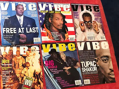 Vibe Magazines Lot Of 6 (Covers Only) Tupac Dr. Dre Diddy Snoop Dog Wu Tang • $90