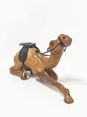 $25 • Buy Vintage Leather Wrapped Camel Dromedary Figurine Statue With Saddle Nativity