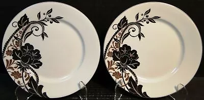 Mikasa Cocoa Blossom Accent Salad Plates 7 7/8  SL170 Set Of 2 Excellent • $12.99