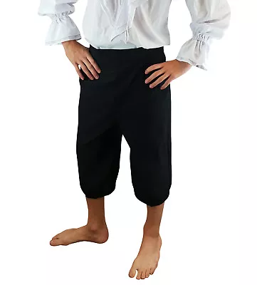 Mens Pirate Breeches 3/4 Length Trousers LARP Caribbean Fancy Dress Accessory • £9.99