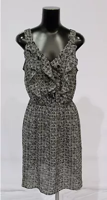 Mossimo Women's Sleeveless V-Neck Ruffle Geometric Mini Dress BE5 Black Small • $15