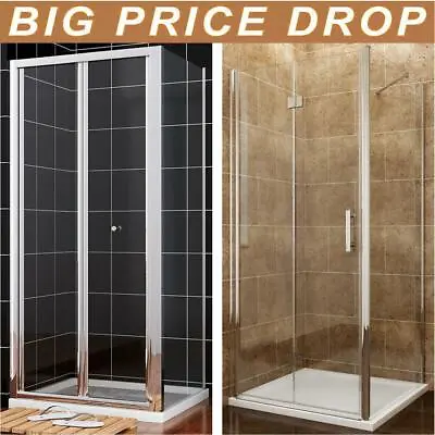 Bi Fold Shower Door Enclosure And Tray Frameless Framed Hinge Cubicle Glass • £137.99