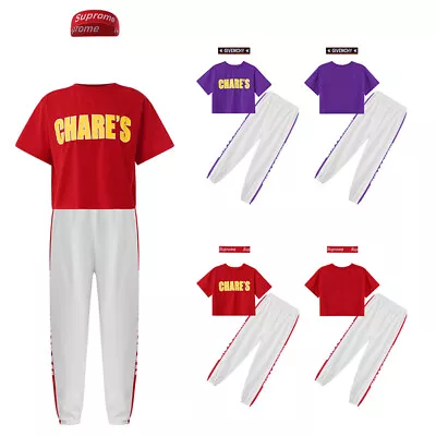 Kids Girls Jazz Dance Outfits Soft 3Pcs Cheerleading Clothing Sets Hip Hop • $14.29