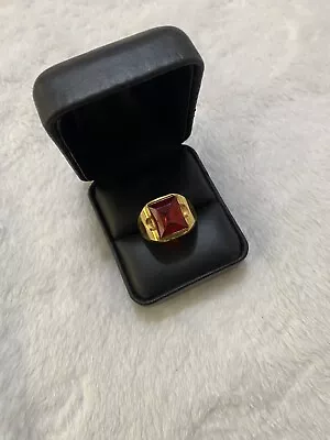 Men's 14k Gold Filled Ring Red Stone Size 10 • $49.99
