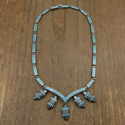 Vintage Margot De Taxco Sterling Silver Blue Enamel Necklace • $750