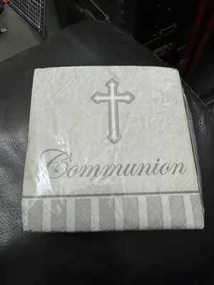 Devotion Communion 3-Ply Beverage Napkins Paper 16 Per Pack Silver Religious • £3.38