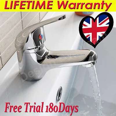 £19.66 • Buy New Modern Bathroom Taps Basin Sink Mono Mixer Chrome Cloakroom Tap + Free Waste