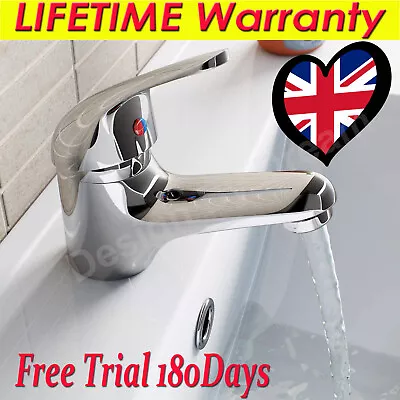 £19.66 • Buy New Modern Bathroom Taps Basin Sink Mono Mixer Chrome Cloakroom Tap + Free Waste