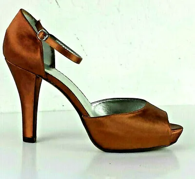 Michael Angelo Womens Shoes Sz 8M Bronze Hue Peep Toe 4 In Closed Heel Platform • $30.75