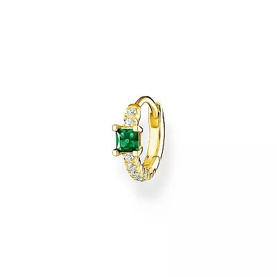 Genuine THOMAS SABO Single Hoop Earring Green Stone With White Stones Gold • $119