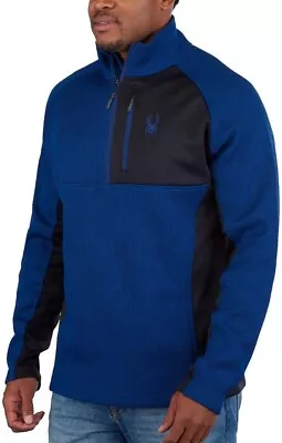 NEW SPYDER Gait Half Zip Fleece Pullover Fall Spring Jacket Blue Men Size Large • $29.97