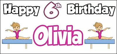 £6.95 • Buy Girl Gymnastics Personalised 6th Birthday Banner X 2 Party Decorations ANY NAME