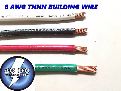 75' Ea Thhn Thwn 6 Awg Gauge Black White Red Green Stranded Copper  Wire  • $297.94