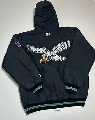 VTG 90s Philadelphia Eagles NFL Starter Jacket Parka Full Zip Hoodie Mens Sz M • $395
