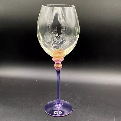 Union Street Glass Large 11  Sienna Goblet Bordeaux Signed 2001 Purple Gold EUC • $148.95
