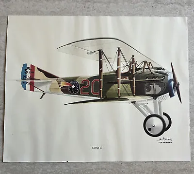 Vintage 1981 Airplane Print SPAD 13 • $20