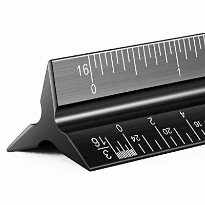 Architectural Metal Scale Ruler 12  Laser-Etched Aluminum Drafting Ruler Black • $9.89