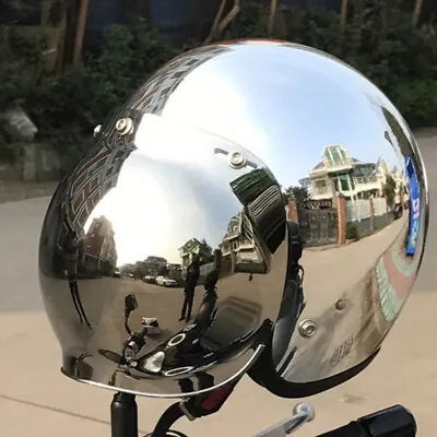 DOT Open Face 3/4 Motorcycle Helmet W/Bubble Shield Chrome Silver Vintage Helmet • $82.99