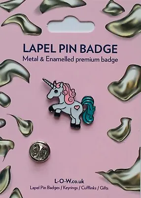 Unicorn Fantasy Horse Metal & Enamel Lapel Pin Badge. On Gift Card.  JWG7 • £4.99