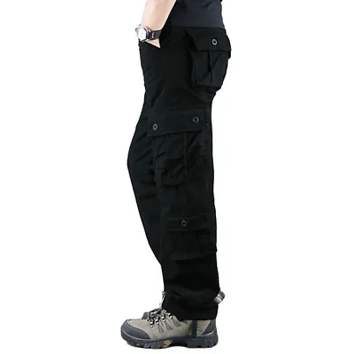 Men's 100% Cotton Multi-Pockets Work Pants Tactical Military Army Cargo Pants • $34.99