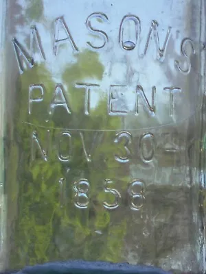 1 Qt. Blue Mason's # 7 Patent Nov 30th 1858 Glass Canning Jar • $32.40