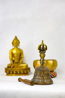 Tibetan 6  Pure Handmade 7 Metals Bell And Dorje For Meditation Yoga Chakra • $63.99