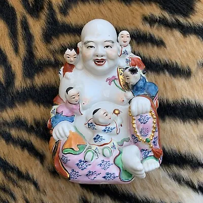 Vintage Antique Large Chinese Hand Painted Laughing Buddha With Five Children • £23.75