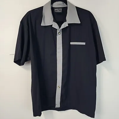 Daddy Os Retro Bowling Shirt Medium Rockabilly 50s Style Black Gray USA Mens • $24.99