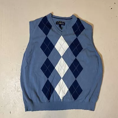 CLUB ROOM - MEN'S LIGHT BLUE/Blue ARGYLE DIAMOND SWEATER VEST  - SIZE XL • $12.50