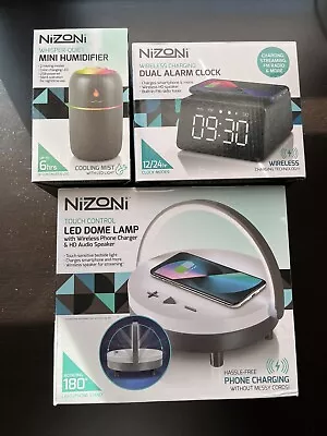 Nizoni Wireless Phone Charger Lamp Alarm Clock Mini Humidifier Lot • $45.50