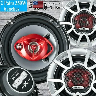 4x Soundxtreme 6  3-Way 1400 Watts Coaxial Car Audio Speaker PEI Dome 6.5  New • $64.99