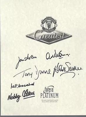 Futera Greatest Archival Page Hand Signed By 6 Man Utd 1968 European Cup Winners • £9