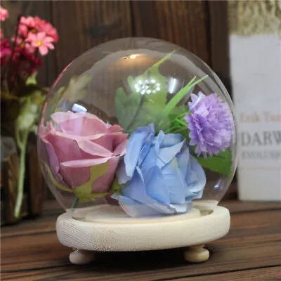 £9.95 • Buy S/M/L Glass Dome Display Cloche Bell Jar Wooden Base Wedding Decor Gifts DIY 