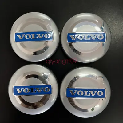 4X64MM Volvo GRAY CENTER WHEEL HUB CAPS COVER BLUE LOGO RIMS 3546923 • $18.99