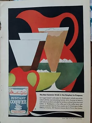 1930 G Washington Instant Coffee Best Summer Drink Graphic Art Color Ad • $9.99