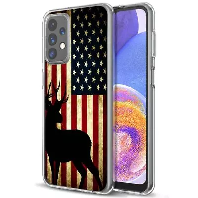 Deer American Flag Clear Shockproof TPU Rubber Case For Samsung Galaxy A23 5G • $12.95