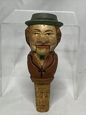 Vtg Hand Carved Moving Mouth Wood Wooden Art Bottle Stopper Estate Find Anri? • $9.99