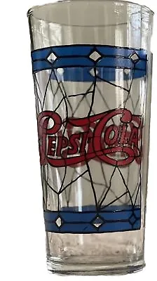 Vintage Pepsi Cola Stained Glass Tiffany Style Drinking Glass 1970s 6.5” • $12.70