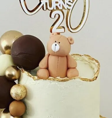 Teddy Bear Cake Toppers Edible Fondant Decoration Baby Christening Cake • £4.99