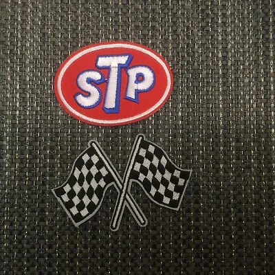$6.99 • Buy (2) STP EMBROIDERED  Iron On Patches Patch Lot  2.75  & 3” RACING, OIL, SPEEDWAY