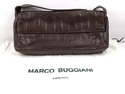 Marco Buggiani Italy Dk Brown Shoulder Bag Genuine Leather Size M W/ Dust Bag • $39