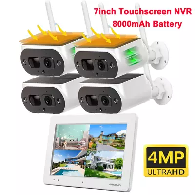 7  Touch Screen Monitor NVR Solar Battery Power Wireless Security Camera System • $257.30