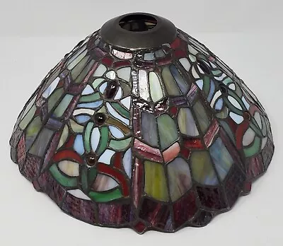 Tiffany Style Stained Glass Lamp Shade Unsigned Excellent Condition & Colors • $49.95